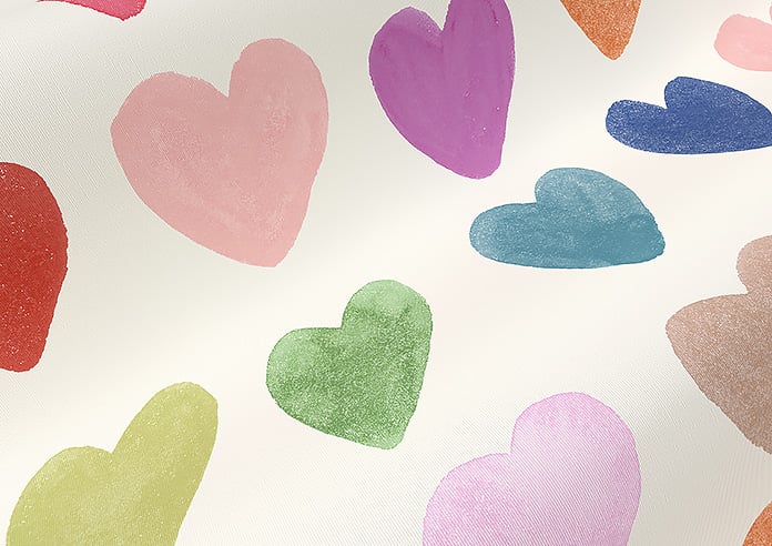 Wee Blue Bell Love Hearts, Multi - Twist&Fit Roller Blind - Image 4